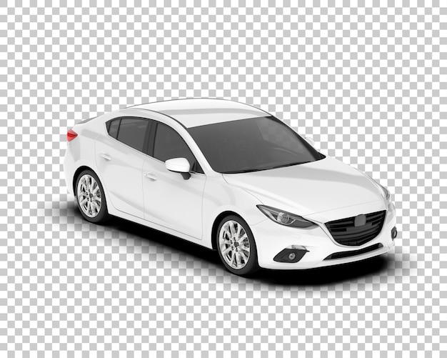 Auto de la ciudad blanco sobre un fondo transparente Ilustración de renderización 3D