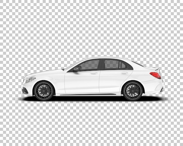 Auto de la ciudad blanco sobre un fondo transparente Ilustración de renderización 3D