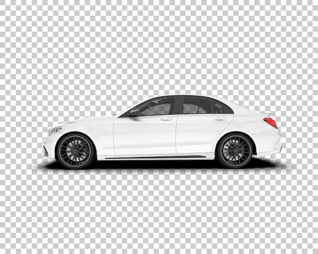 Auto de la ciudad blanco sobre un fondo transparente Ilustración de renderización 3D
