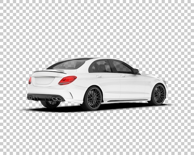 Auto de la ciudad blanco sobre un fondo transparente Ilustración de renderización 3D