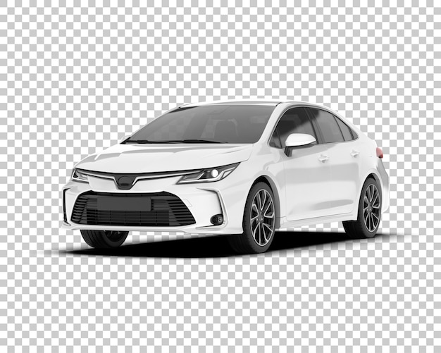 Auto de la ciudad blanco sobre un fondo transparente Ilustración de renderización 3D