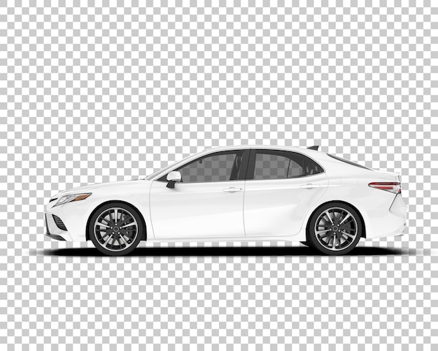 Auto de la ciudad blanco sobre un fondo transparente Ilustración de renderización 3D