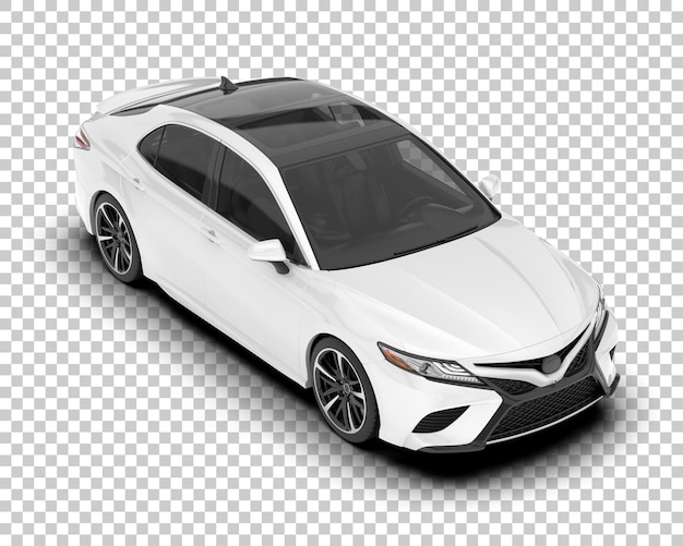 Auto de la ciudad blanco sobre un fondo transparente Ilustración de renderización 3D