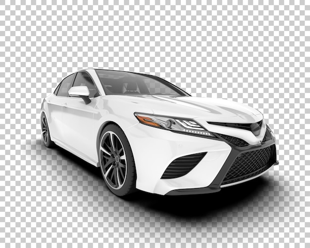Auto de la ciudad blanco sobre un fondo transparente Ilustración de renderización 3D