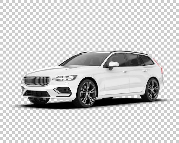 Auto de la ciudad blanco sobre un fondo transparente Ilustración de renderización 3D