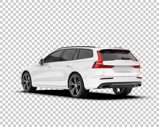 Auto de la ciudad blanco sobre un fondo transparente Ilustración de renderización 3D