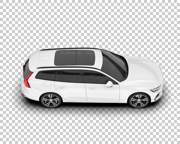Auto de la ciudad blanco sobre un fondo transparente Ilustración de renderización 3D