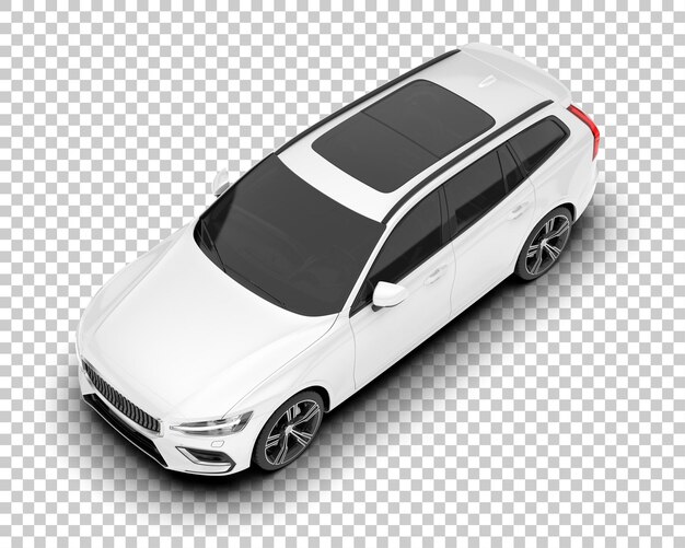Auto de la ciudad blanco sobre un fondo transparente Ilustración de renderización 3D