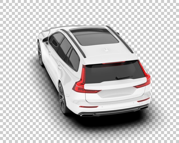 Auto de la ciudad blanco sobre un fondo transparente Ilustración de renderización 3D