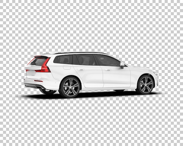 Auto de la ciudad blanco sobre un fondo transparente Ilustración de renderización 3D