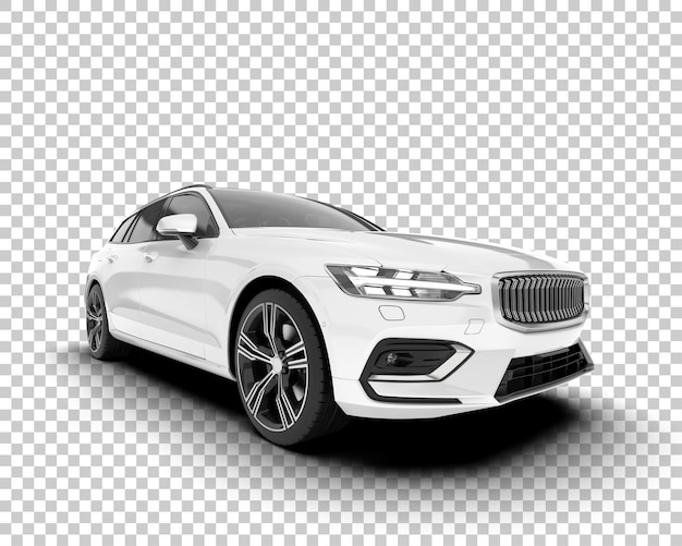 Auto de la ciudad blanco sobre un fondo transparente Ilustración de renderización 3D