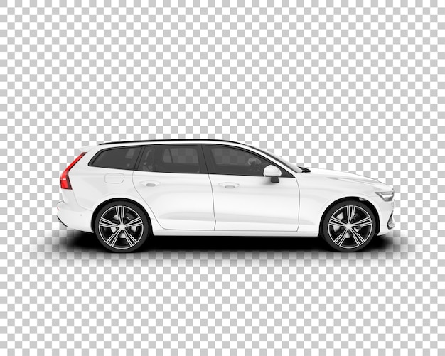 Auto de la ciudad blanco sobre un fondo transparente Ilustración de renderización 3D