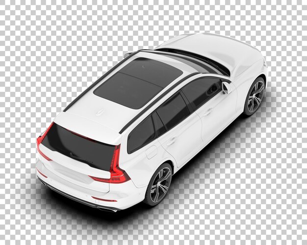 Auto de la ciudad blanco sobre un fondo transparente Ilustración de renderización 3D