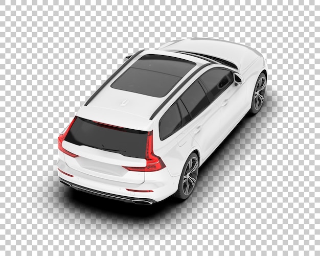 Auto de la ciudad blanco sobre un fondo transparente Ilustración de renderización 3D