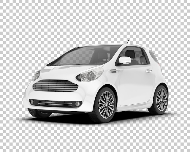 Auto de la ciudad blanco sobre un fondo transparente Ilustración de renderización 3D