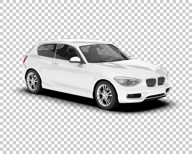 Auto de la ciudad blanco sobre un fondo transparente Ilustración de renderización 3D