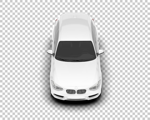 Auto de la ciudad blanco sobre un fondo transparente Ilustración de renderización 3D