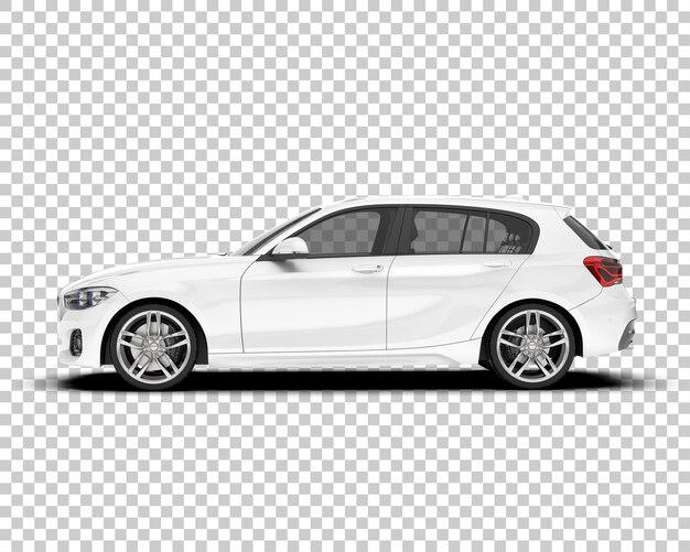 Auto de la ciudad blanco sobre un fondo transparente Ilustración de renderización 3D