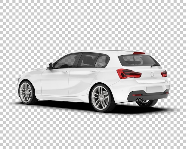 Auto de la ciudad blanco sobre un fondo transparente Ilustración de renderización 3D