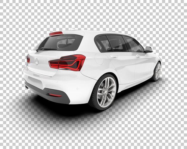Auto de la ciudad blanco sobre un fondo transparente Ilustración de renderización 3D