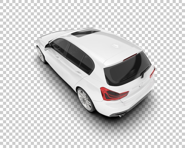 Auto de la ciudad blanco sobre un fondo transparente Ilustración de renderización 3D