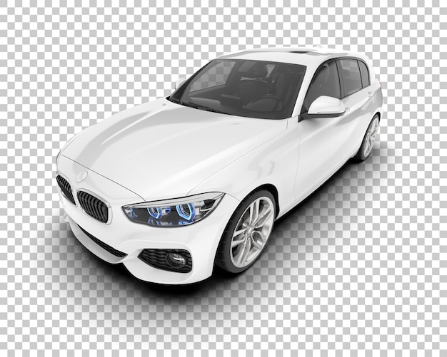 Auto de la ciudad blanco sobre un fondo transparente Ilustración de renderización 3D