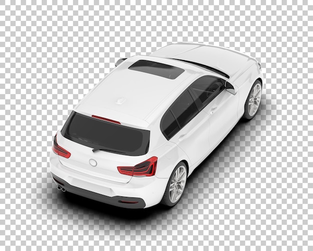 Auto de la ciudad blanco sobre un fondo transparente Ilustración de renderización 3D