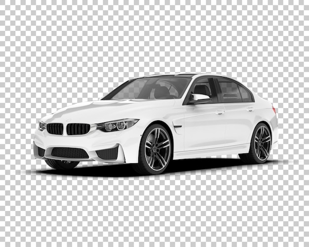 Auto de la ciudad blanco sobre un fondo transparente Ilustración de renderización 3D