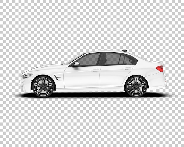 Auto de la ciudad blanco sobre un fondo transparente Ilustración de renderización 3D