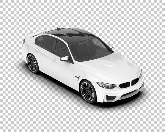 Auto de la ciudad blanco sobre un fondo transparente Ilustración de renderización 3D