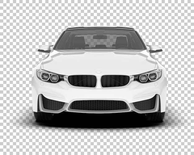 Auto de la ciudad blanco sobre un fondo transparente Ilustración de renderización 3D