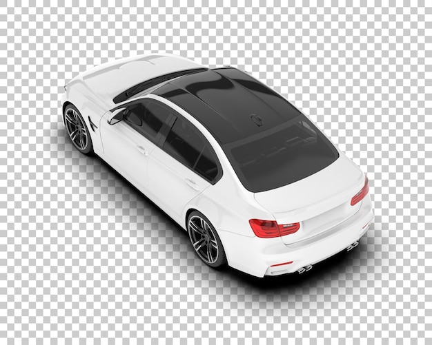 Auto de la ciudad blanco sobre un fondo transparente Ilustración de renderización 3D