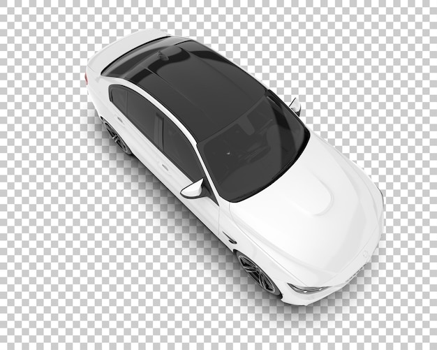 Auto de la ciudad blanco sobre un fondo transparente Ilustración de renderización 3D