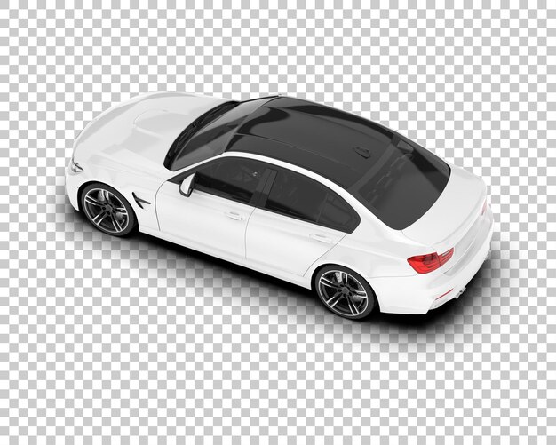 Auto de la ciudad blanco sobre un fondo transparente Ilustración de renderización 3D