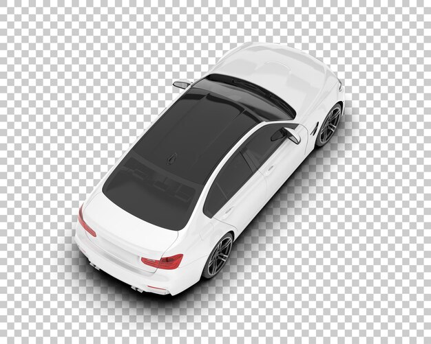 Auto de la ciudad blanco sobre un fondo transparente Ilustración de renderización 3D