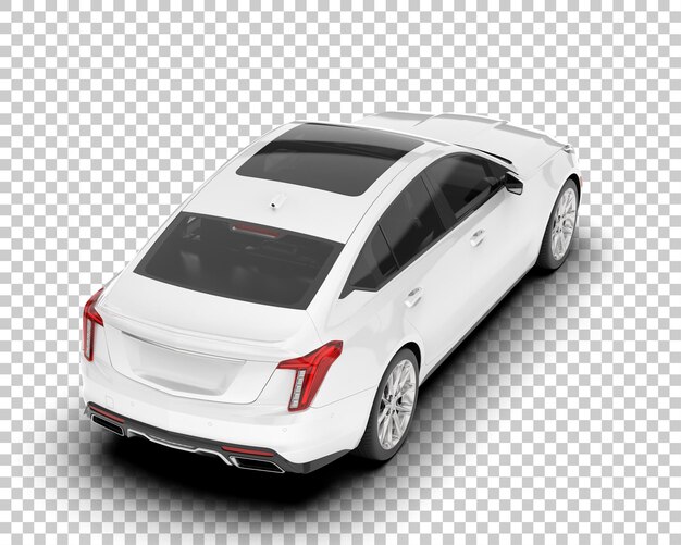 Auto de la ciudad blanco sobre un fondo transparente Ilustración de renderización 3D