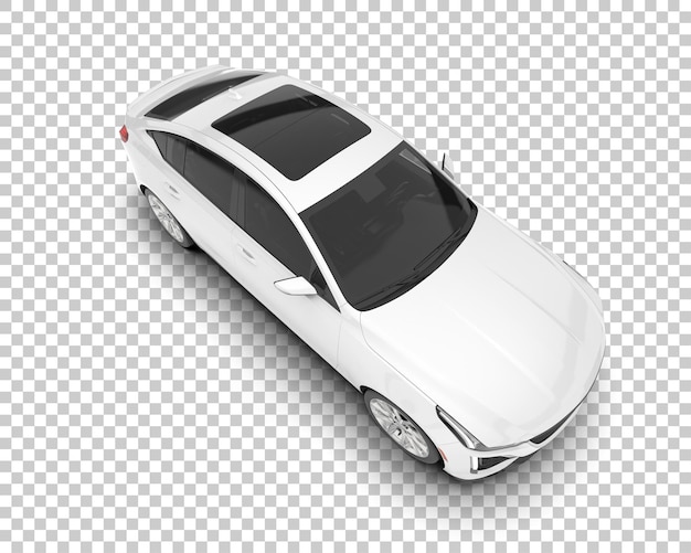 Auto de la ciudad blanco sobre un fondo transparente Ilustración de renderización 3D