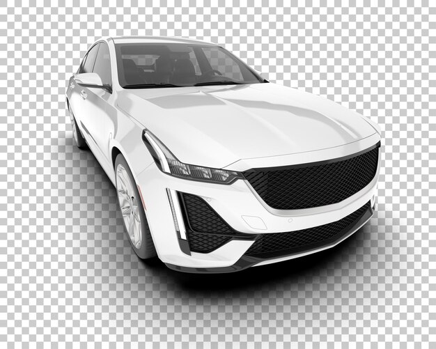 Auto de la ciudad blanco sobre un fondo transparente Ilustración de renderización 3D