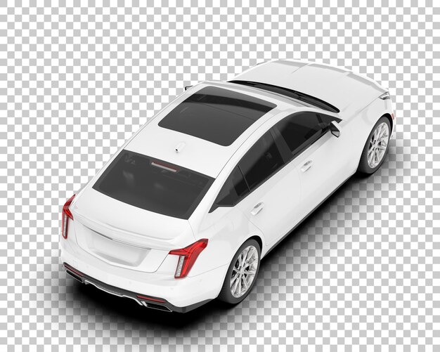 Auto de la ciudad blanco sobre un fondo transparente Ilustración de renderización 3D