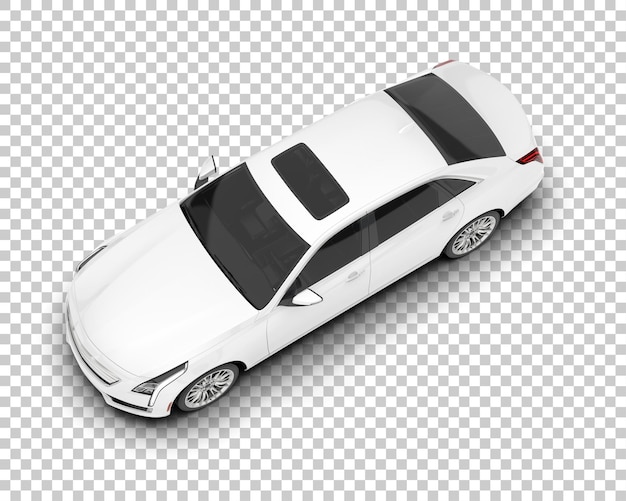 Auto de la ciudad blanco sobre un fondo transparente Ilustración de renderización 3D