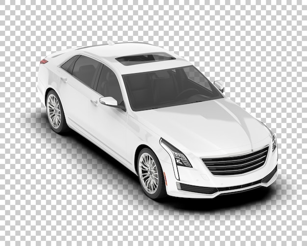 Auto de la ciudad blanco sobre un fondo transparente Ilustración de renderización 3D