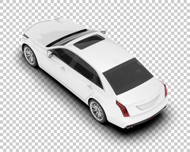 Auto de la ciudad blanco sobre un fondo transparente Ilustración de renderización 3D