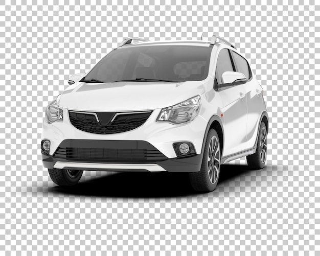 Auto de la ciudad blanco sobre un fondo transparente Ilustración de renderización 3D