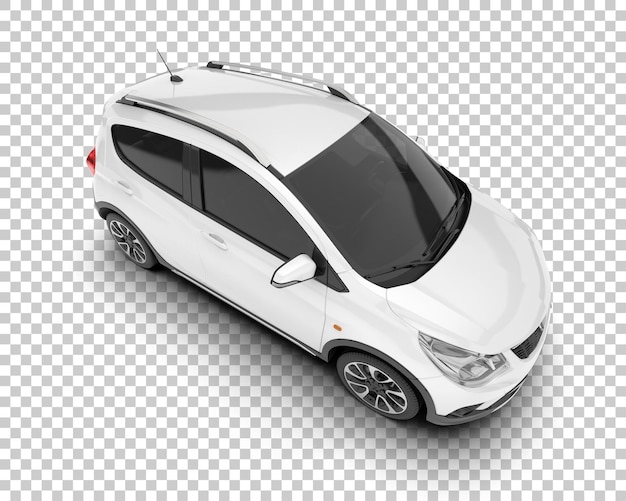 Auto de la ciudad blanco sobre un fondo transparente Ilustración de renderización 3D