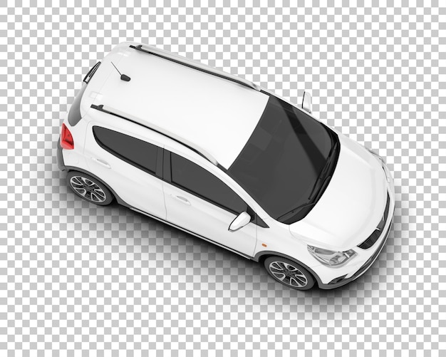 Auto de la ciudad blanco sobre un fondo transparente Ilustración de renderización 3D
