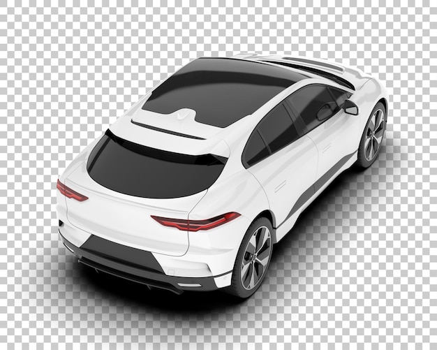 Auto de la ciudad blanco sobre un fondo transparente Ilustración de renderización 3D