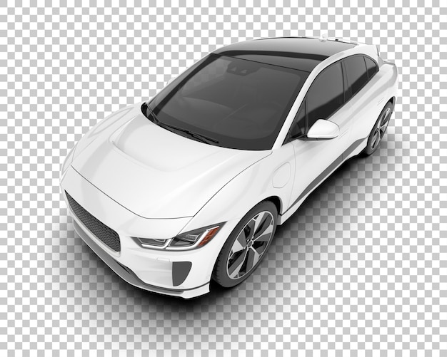 Auto de la ciudad blanco sobre un fondo transparente Ilustración de renderización 3D