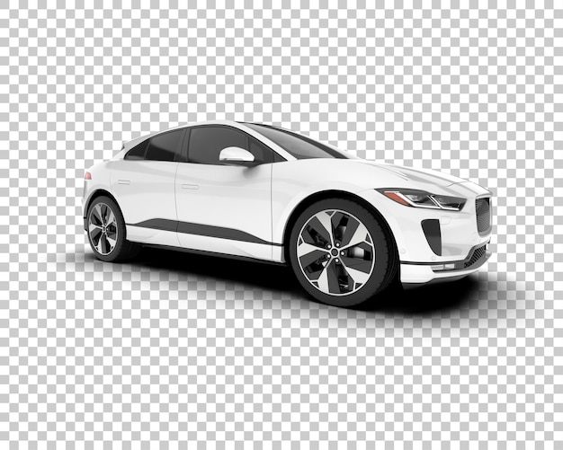 Auto de la ciudad blanco sobre un fondo transparente Ilustración de renderización 3D