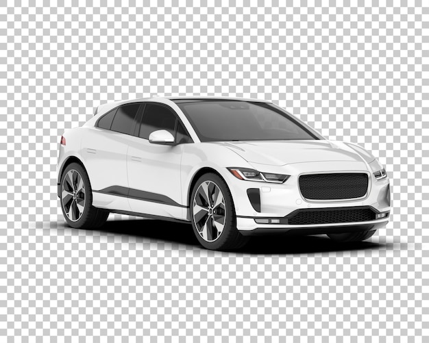 Auto de la ciudad blanco sobre un fondo transparente Ilustración de renderización 3D