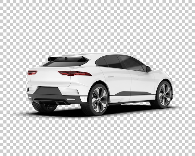 Auto de la ciudad blanco sobre un fondo transparente Ilustración de renderización 3D